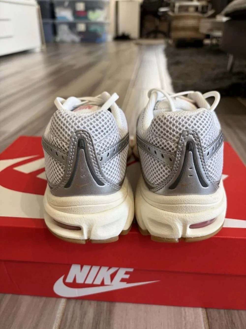Women's Nike Air Max Moto 2K Shoes - White Metallic Silver Red Bronze IQ0365-100